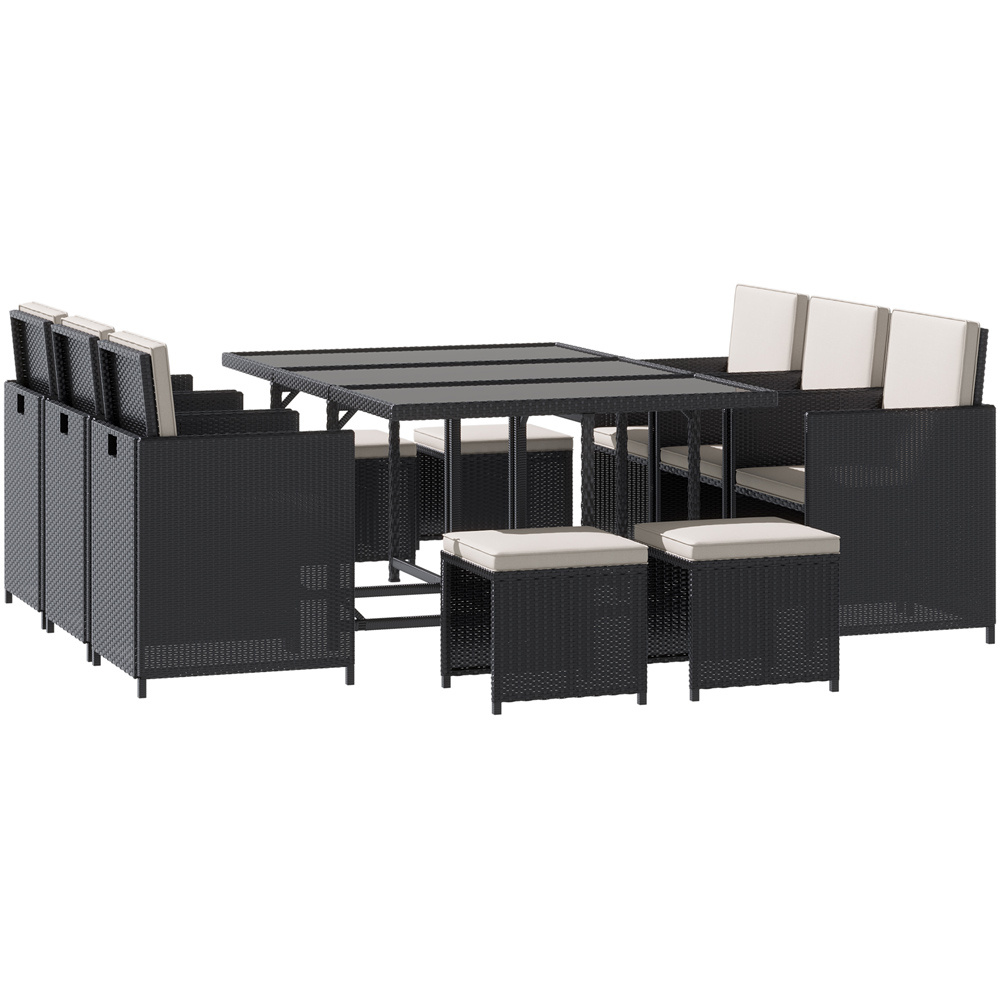 Outsunny 10 Seater Rattan Garden Dining Set Black Image 2