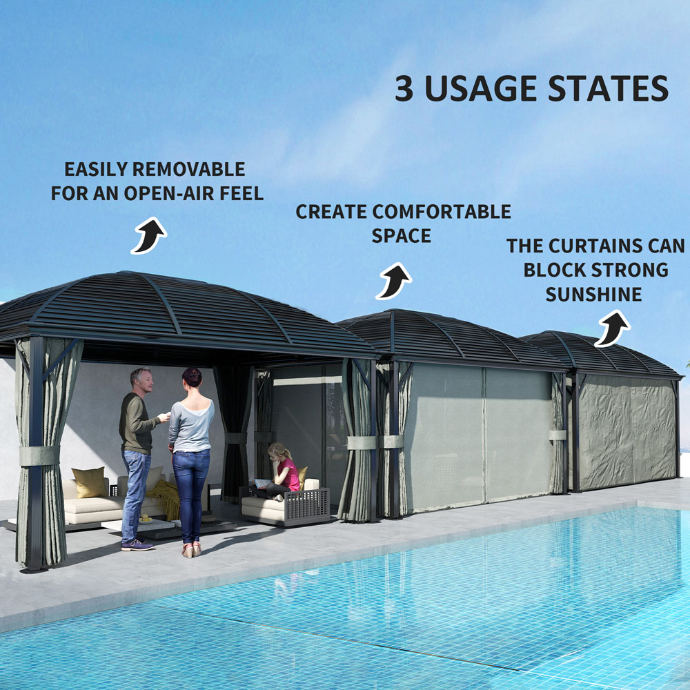 Outsunny 3 x 4m Dark Grey Aluminium Hard Top Gazebo Image 5