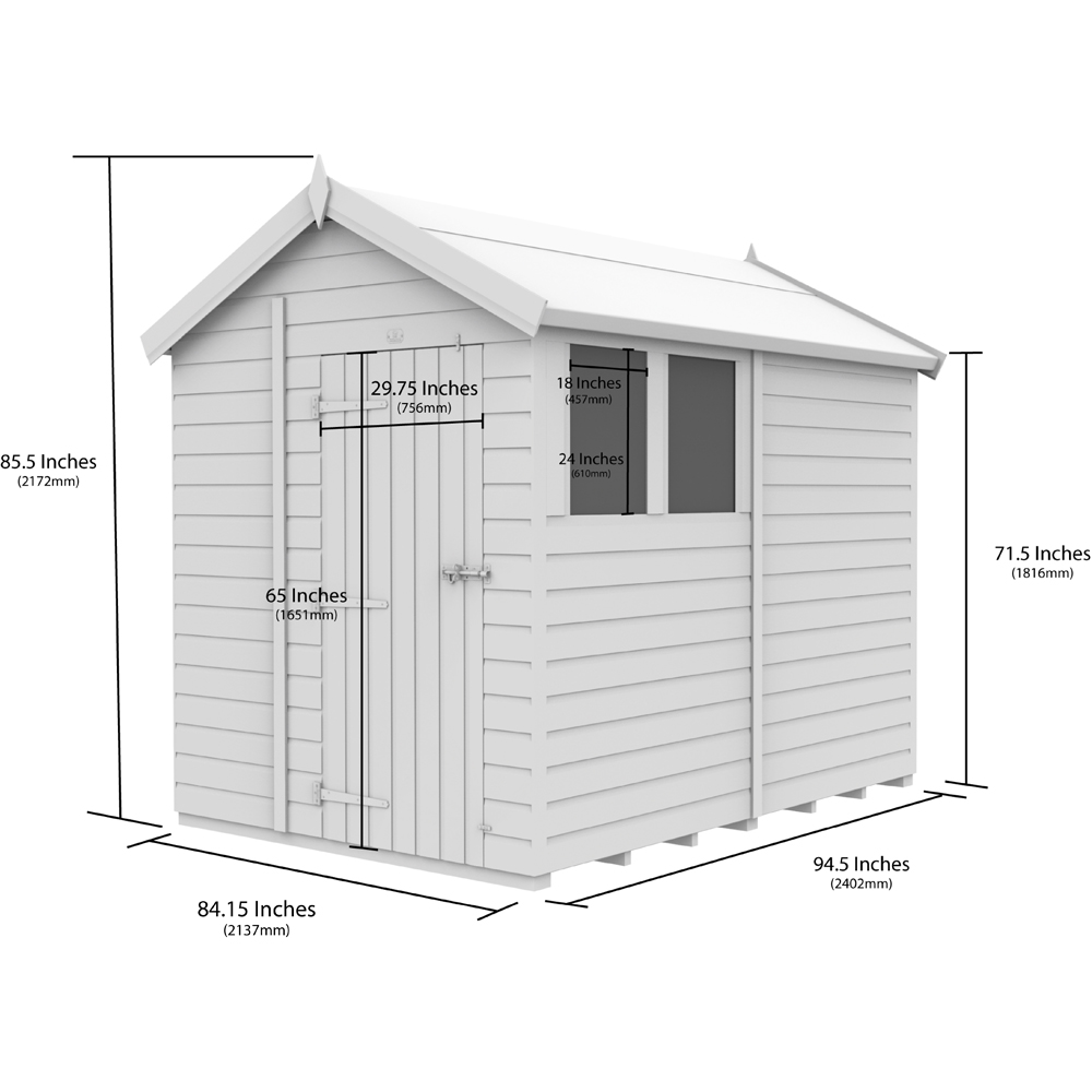 DIY Sheds 7 x 8ft Tongue and Groove Timber Apex Garden Shed Image 9