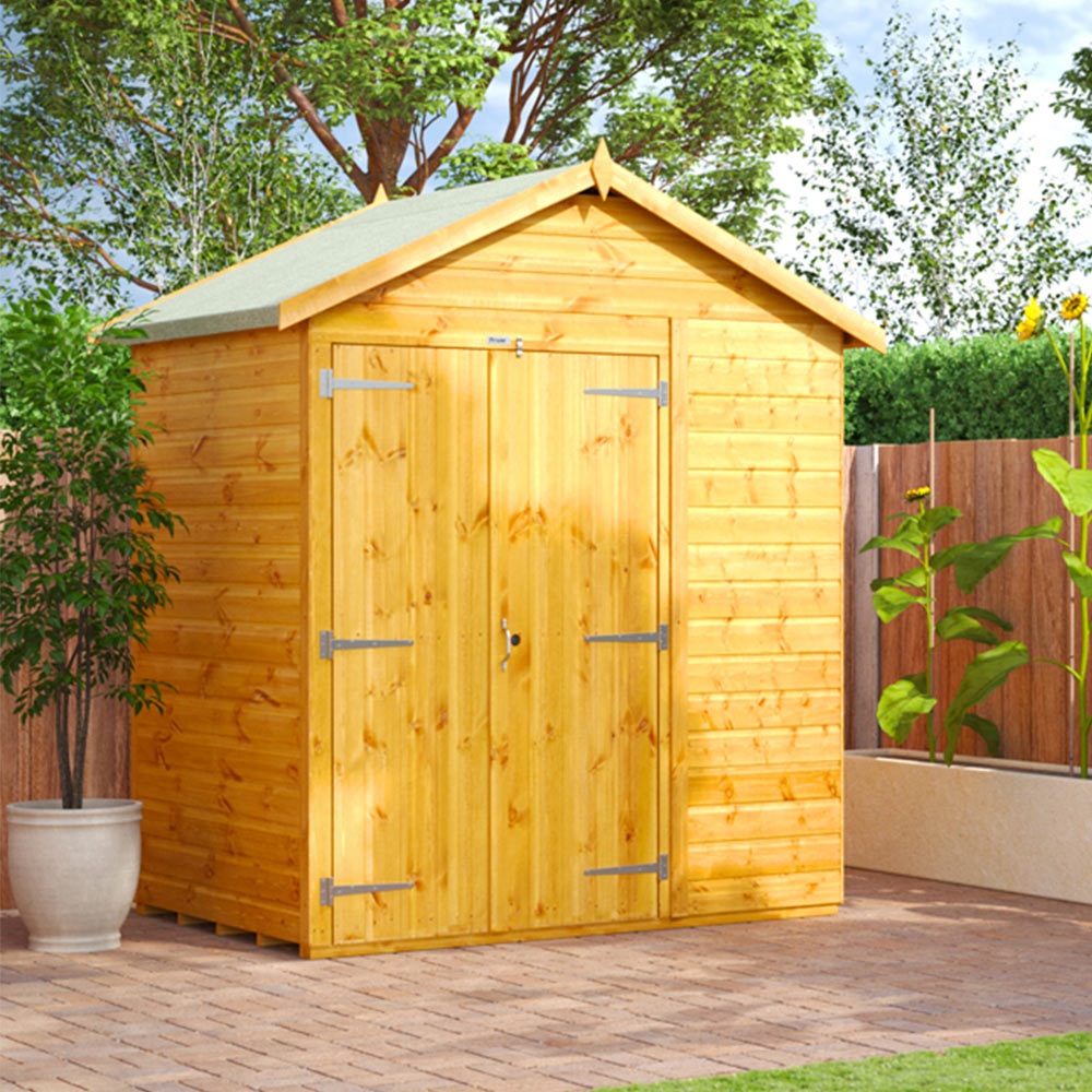 Power Sheds 4 x 6ft Double Door Apex Wooden Shed Image 2