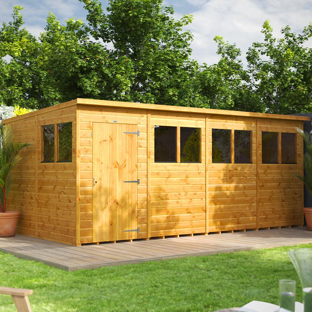 Power Sheds 16 x 8ft Pent Wooden Shed Image 2