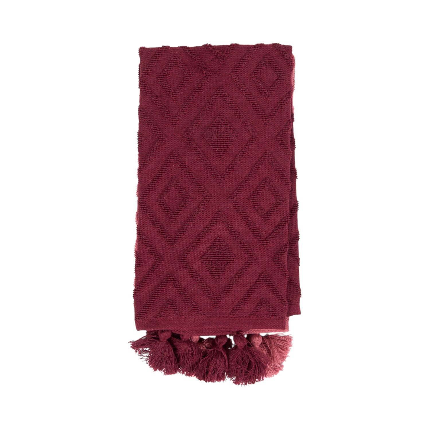 Pack of 2 Jacquard Tea Towels with Tassels Red Image 3