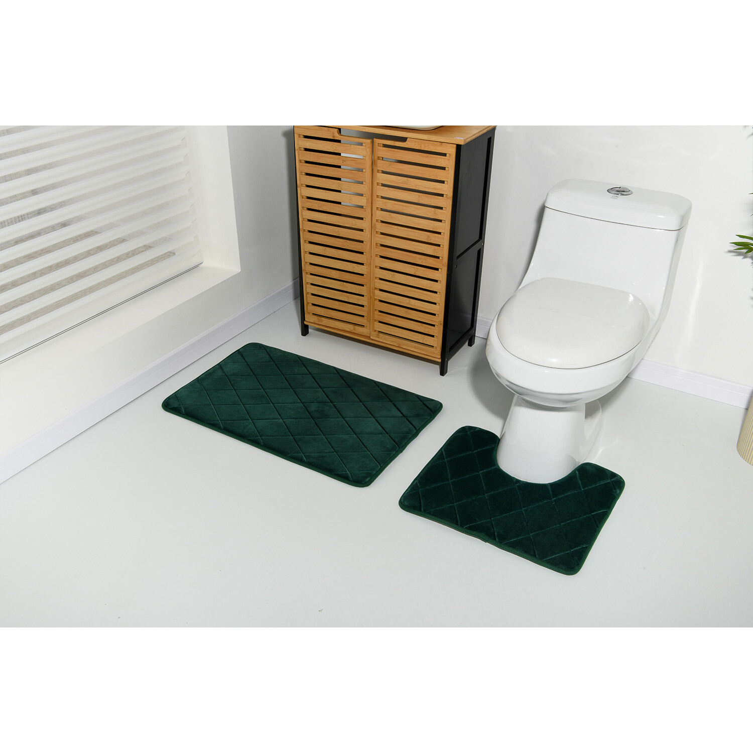 Diamond Bath and Pedestal Mat Set - Emerald Image 3