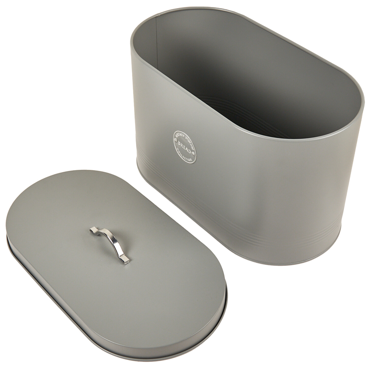 Grey Oval Ribbed Bread Bin - Grey Image 4