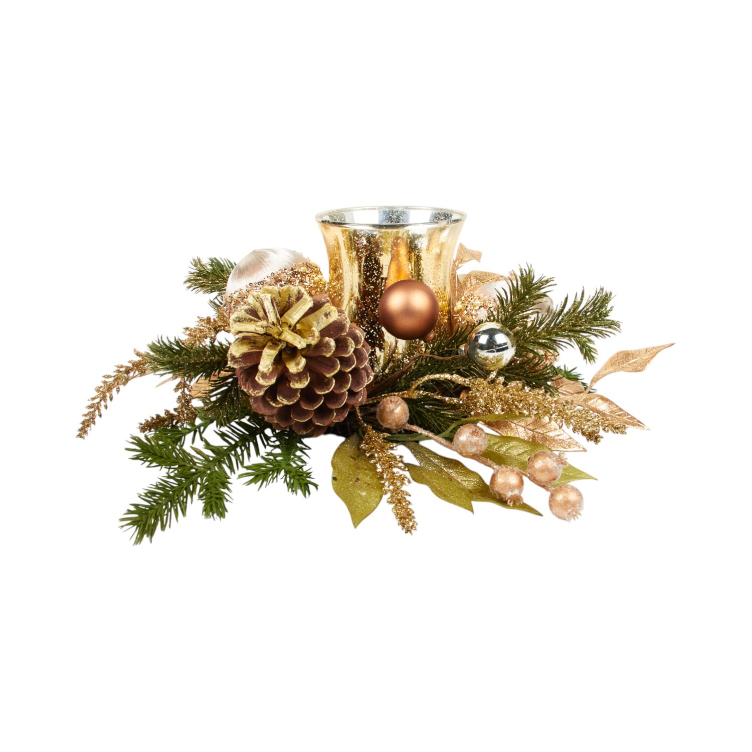 Pinecone and Bauble Candle Ring Gold Image 4