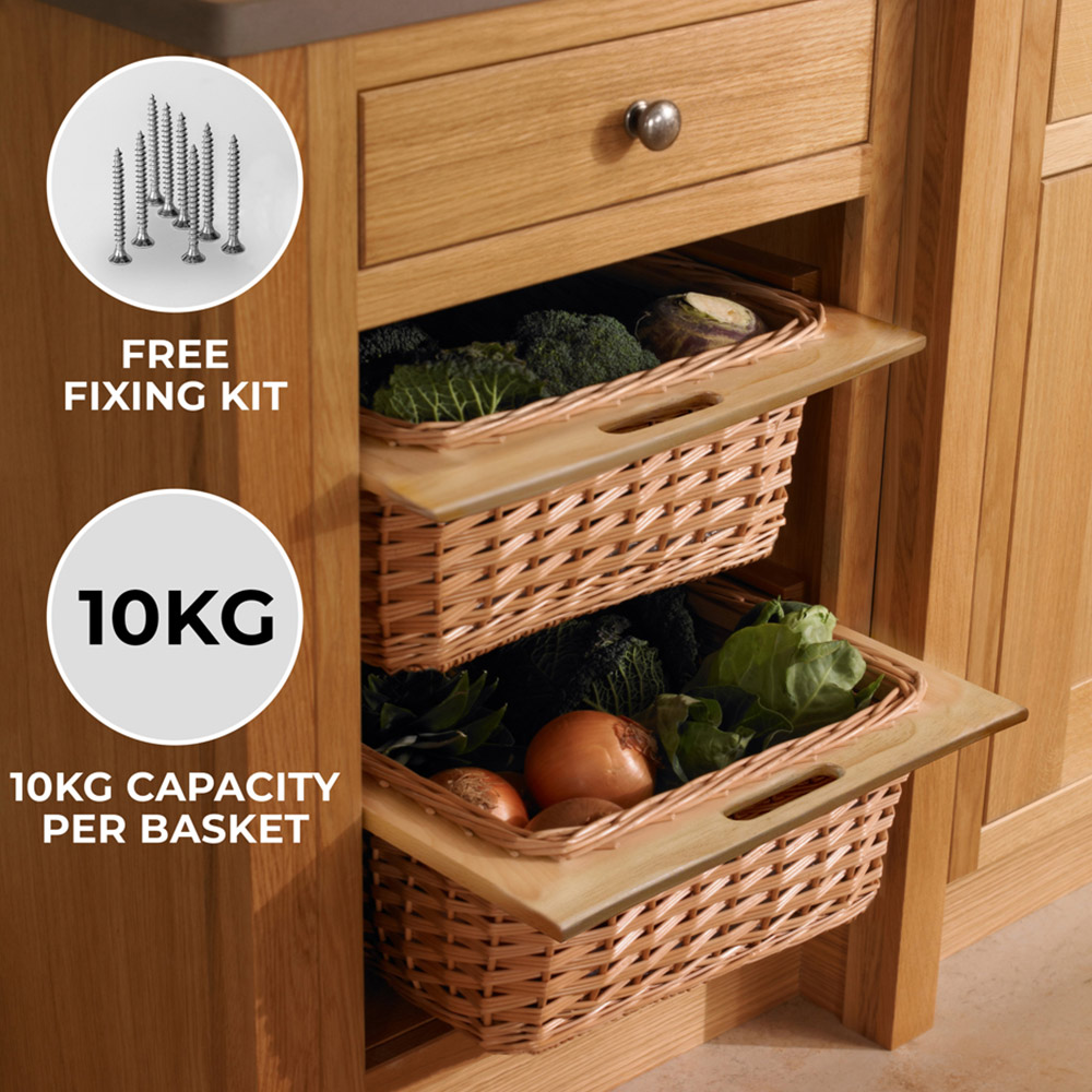 Kukoo Brown Beech and Rattan Wicker Kitchen Basket 3 Pack Image 5