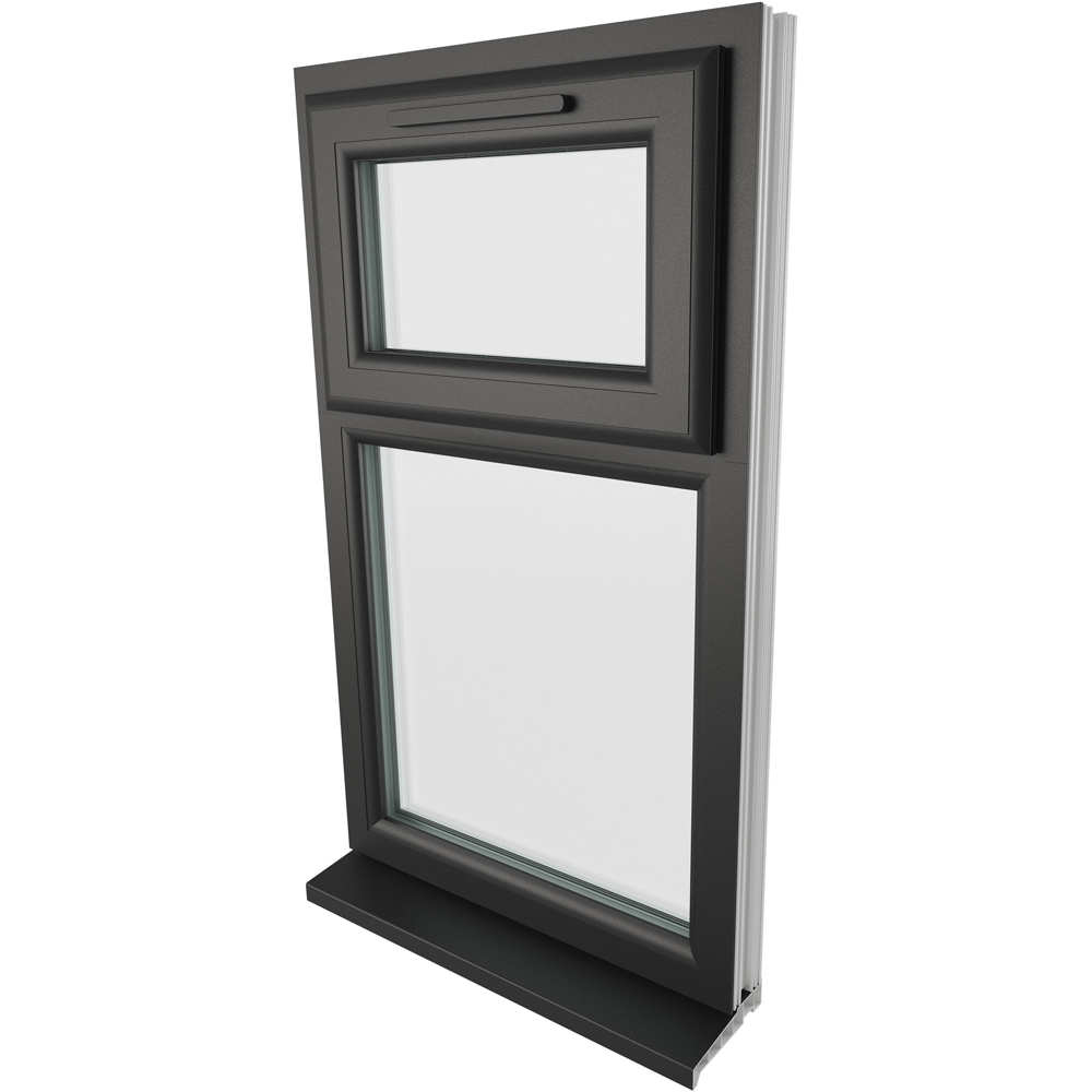 Crystal Black and White Top Hung Over Fixed Light Clear Triple Glazed Window 610 x 1190mm Image 3