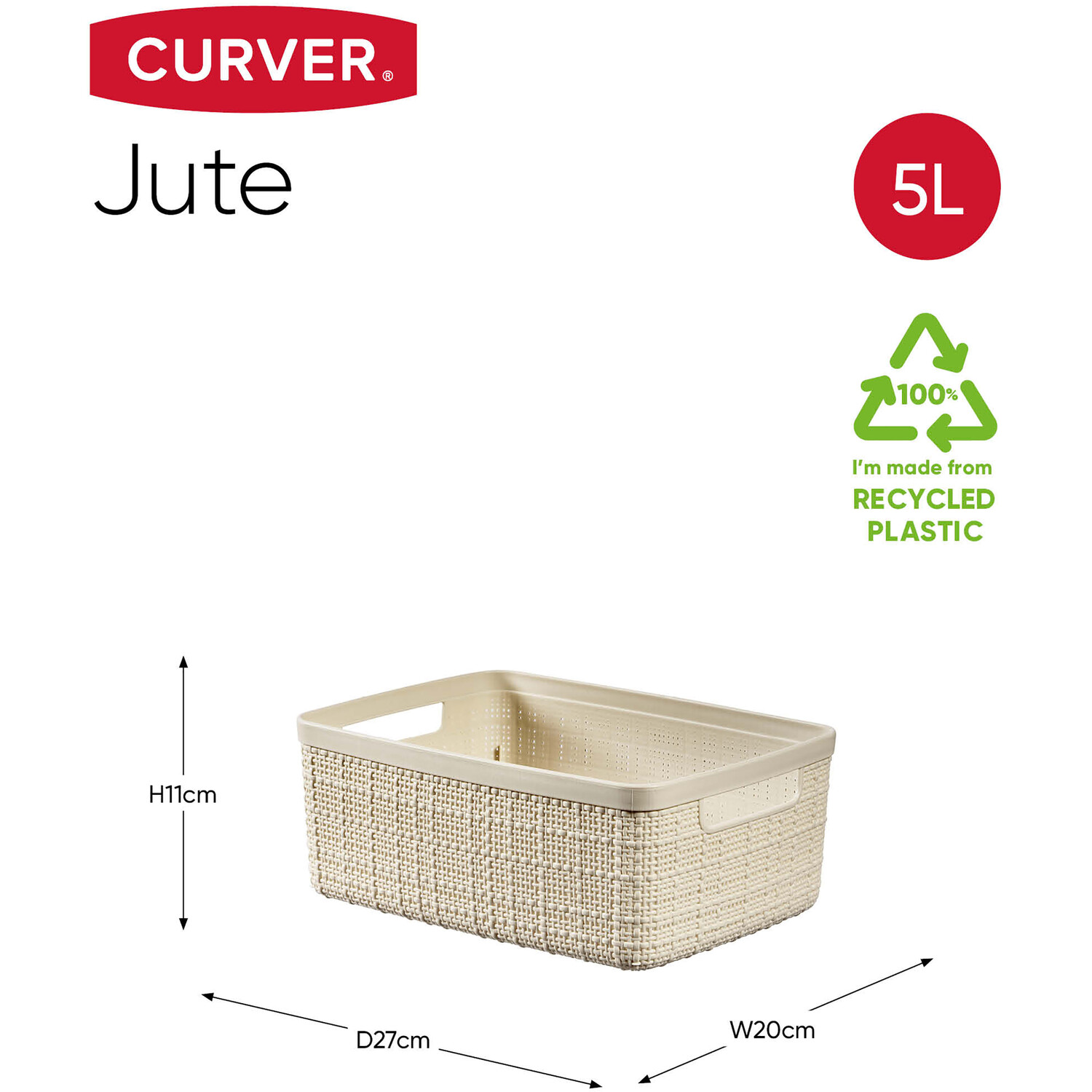 Curver Off White Jute Design Storage Basket 4.5L Image 7