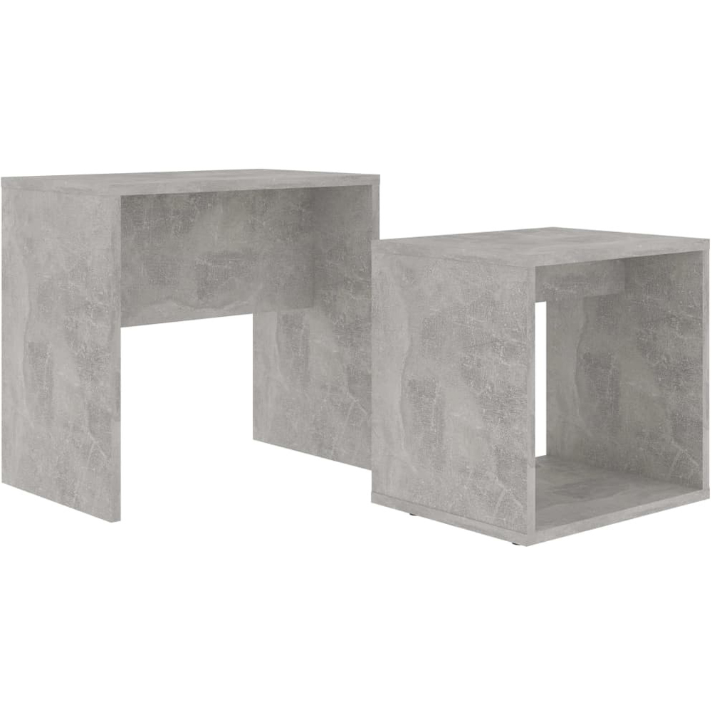 Walplus Concrete Grey Nest of Coffee Tables Set of 2 Image 2