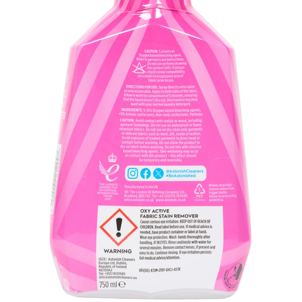 Astonish Oxy Active Fabric Stain Remover Spray 50ml Image 3