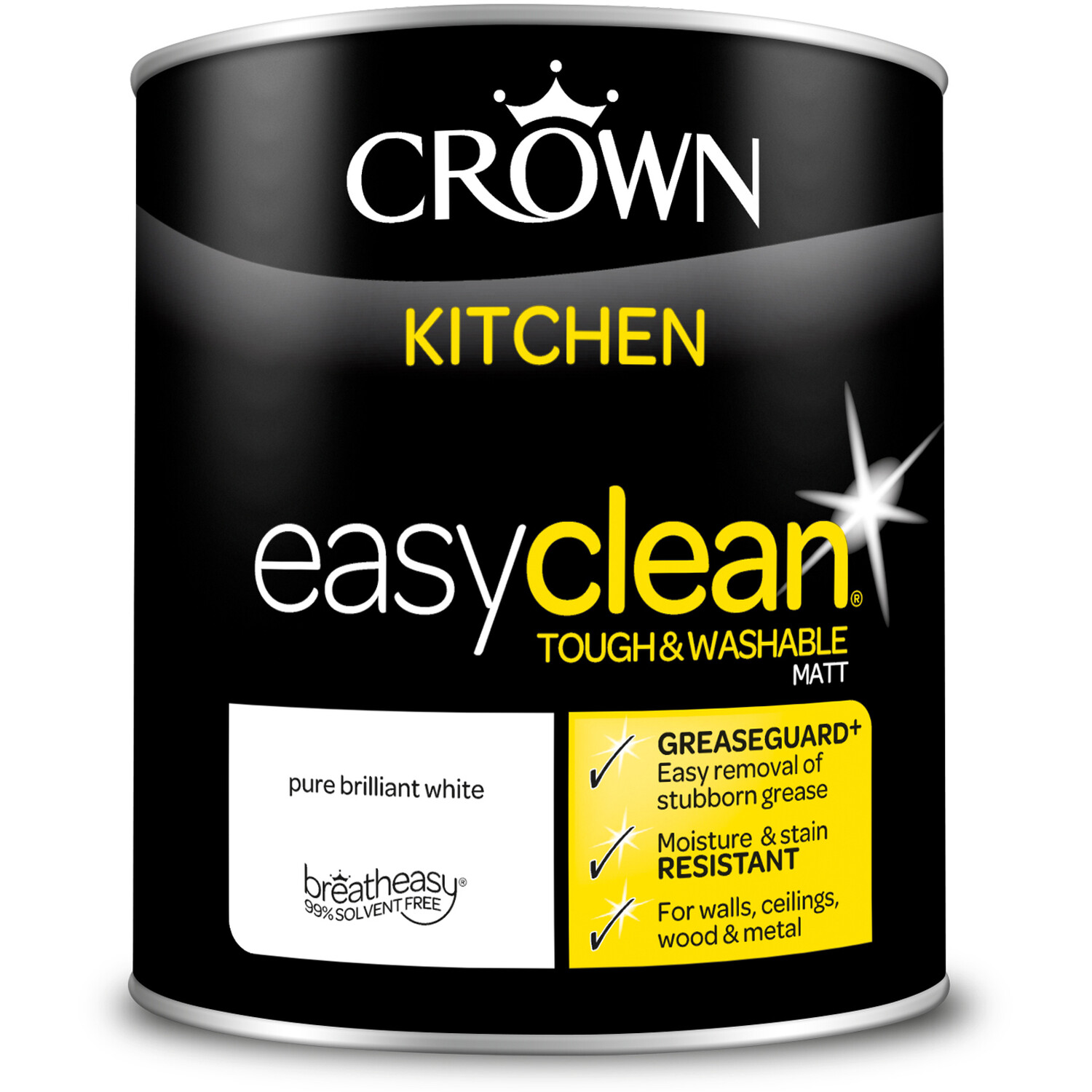 Crown Easyclean Kitchen Paint - Pure Brilliant White / 1l Image 7
