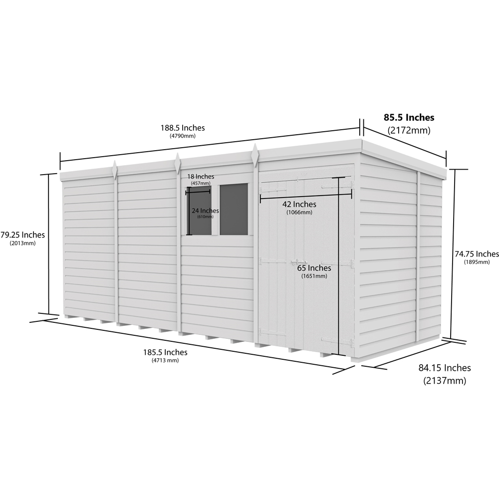 DIY Sheds 16 x 7ft Tongue and Groove Timber Pent Garden Shed Image 9