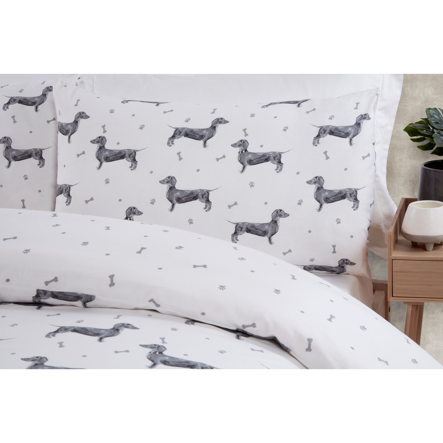 Divante Dexter The Dachshund Single Duvet Cover and Pillowcase Set Image 4