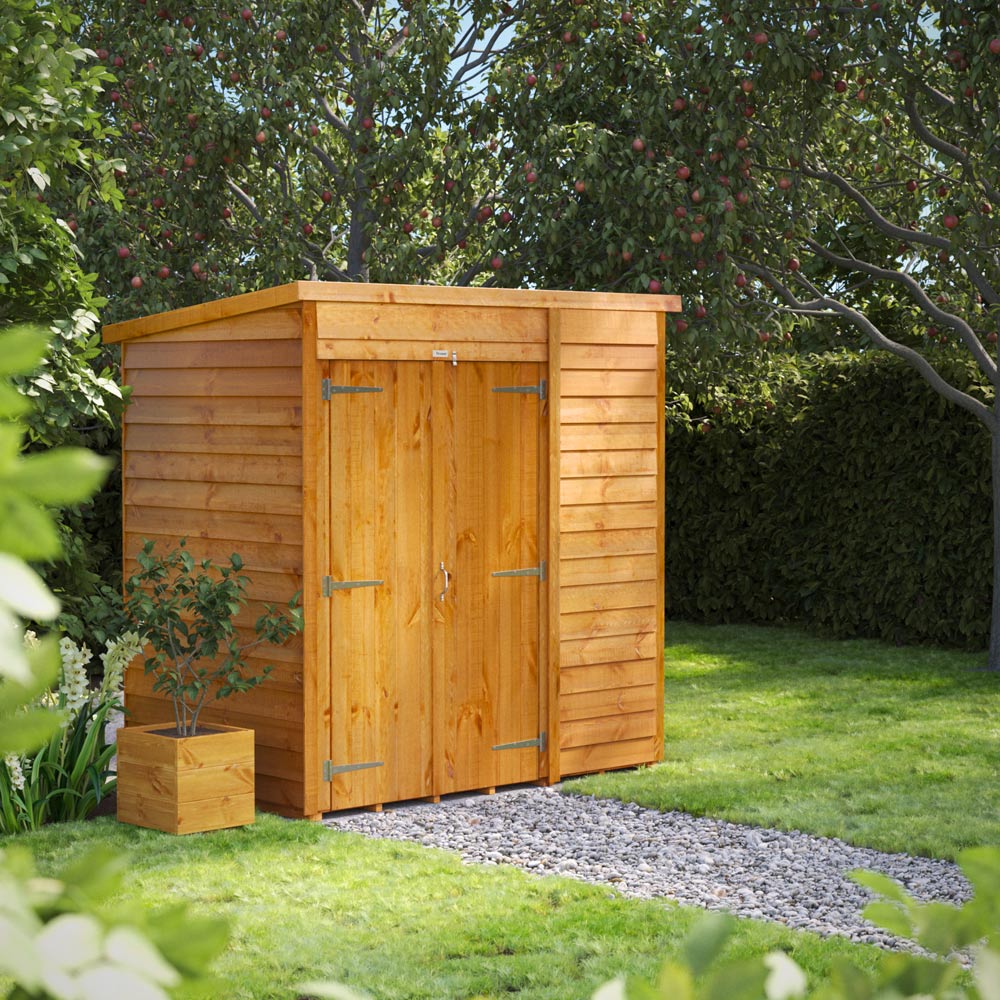 Power 6 x 4ft Double Door Overlap Pent Garden Shed Image 2