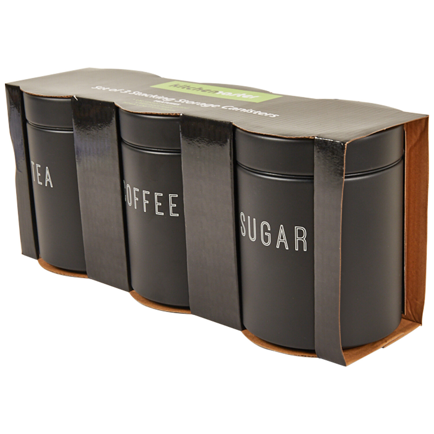 Set of 3 Kitchen Master Stacking Canisters - Black Image 3