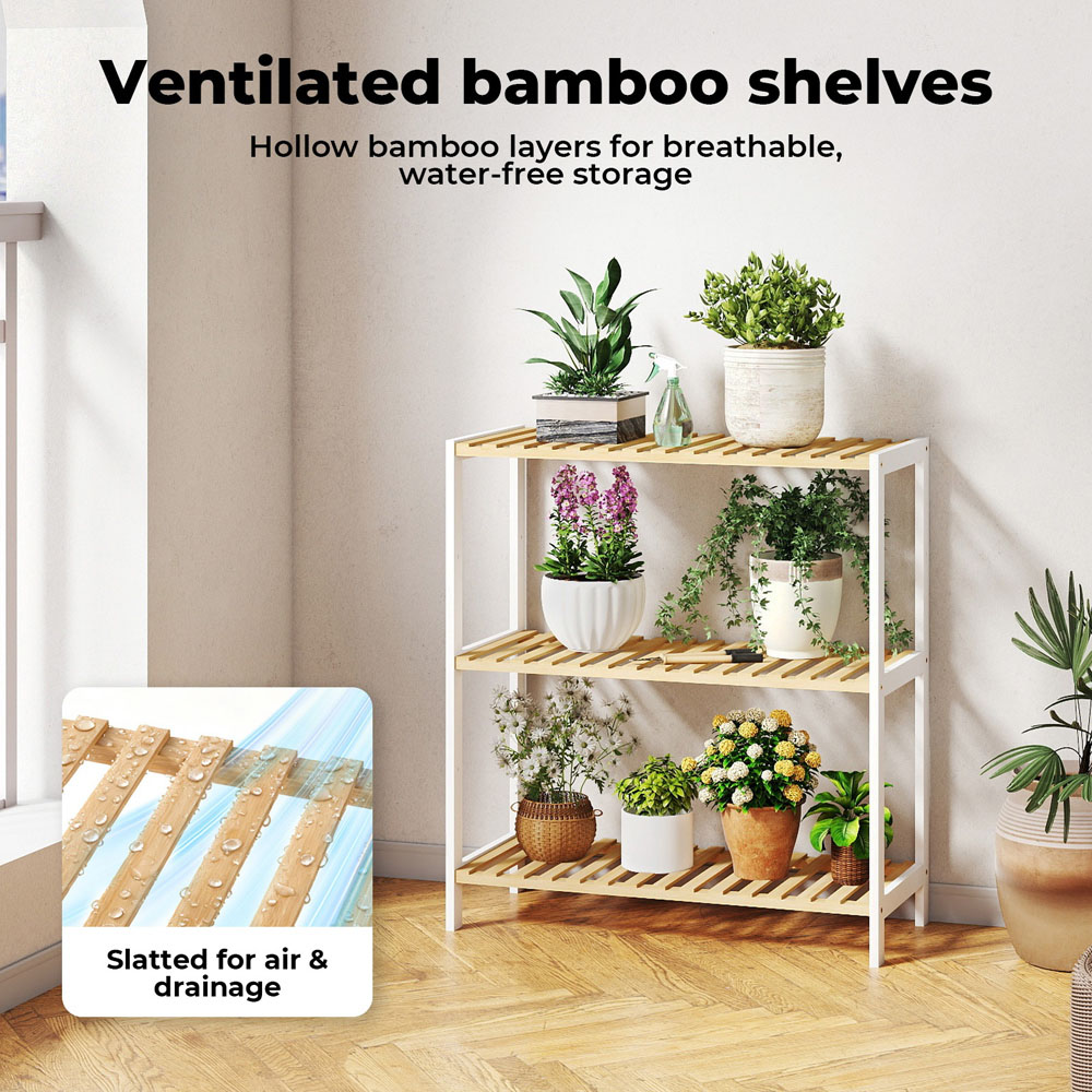 Levede 3-Tier Bamboo and Steel Shoe Rack Stand Image 5