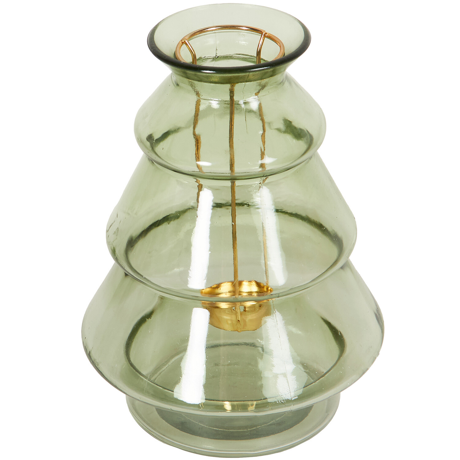 Christmas Tree Glass Tealight Holder and Vase - Green Image 2