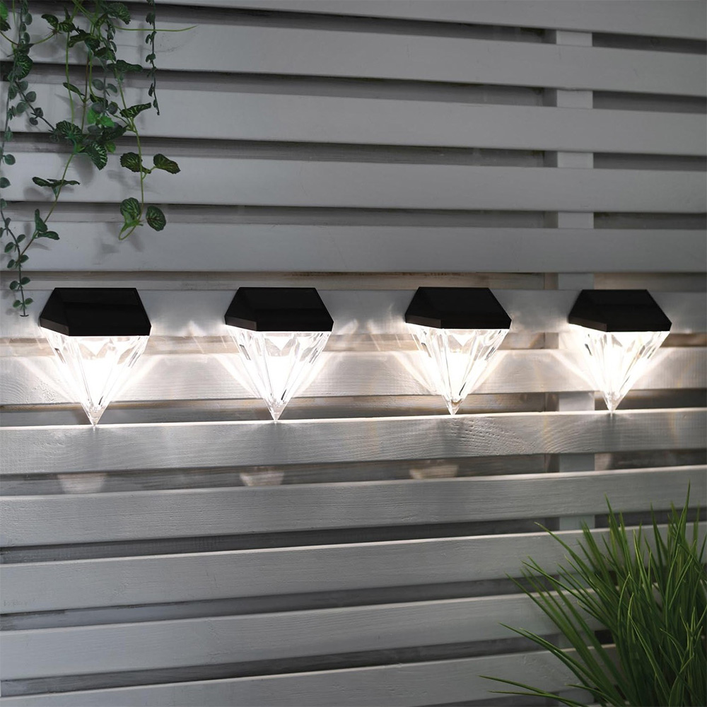 Solar Diamond Wall Lights - Black Image 2