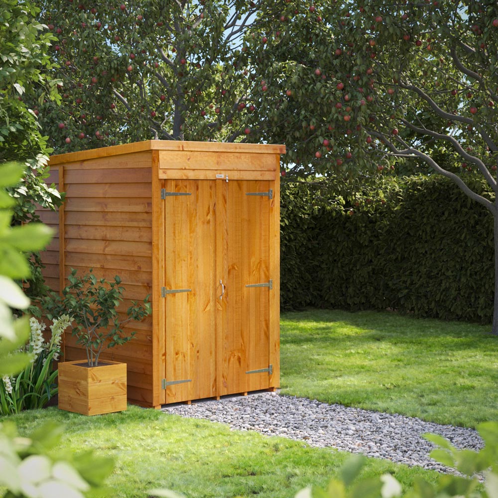 Power 4 x 6ft Double Door Overlap Pent Garden Shed Image 2