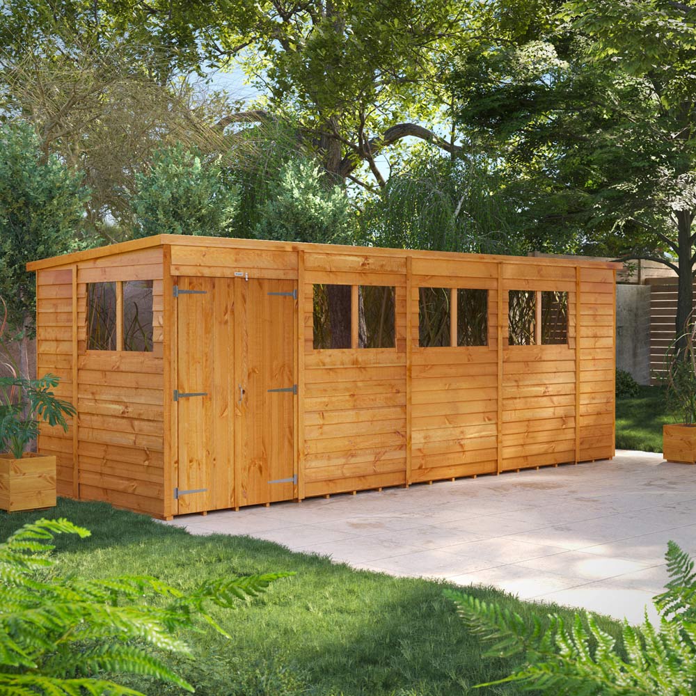 Power 18 x 6ft Overlap Pent Double Door Shed Image 2