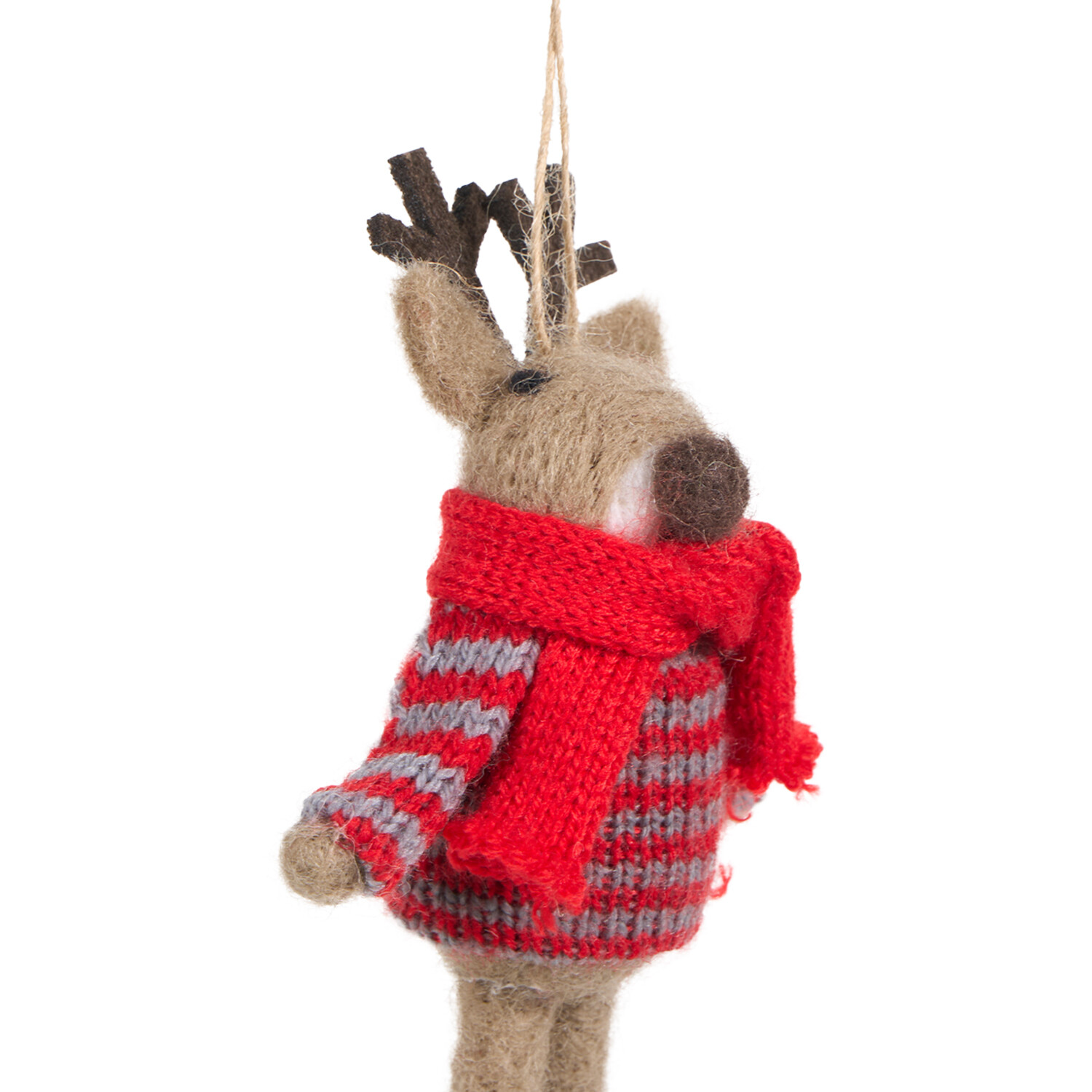 Hanging Knitted Reindeer Red and Brown Image 5