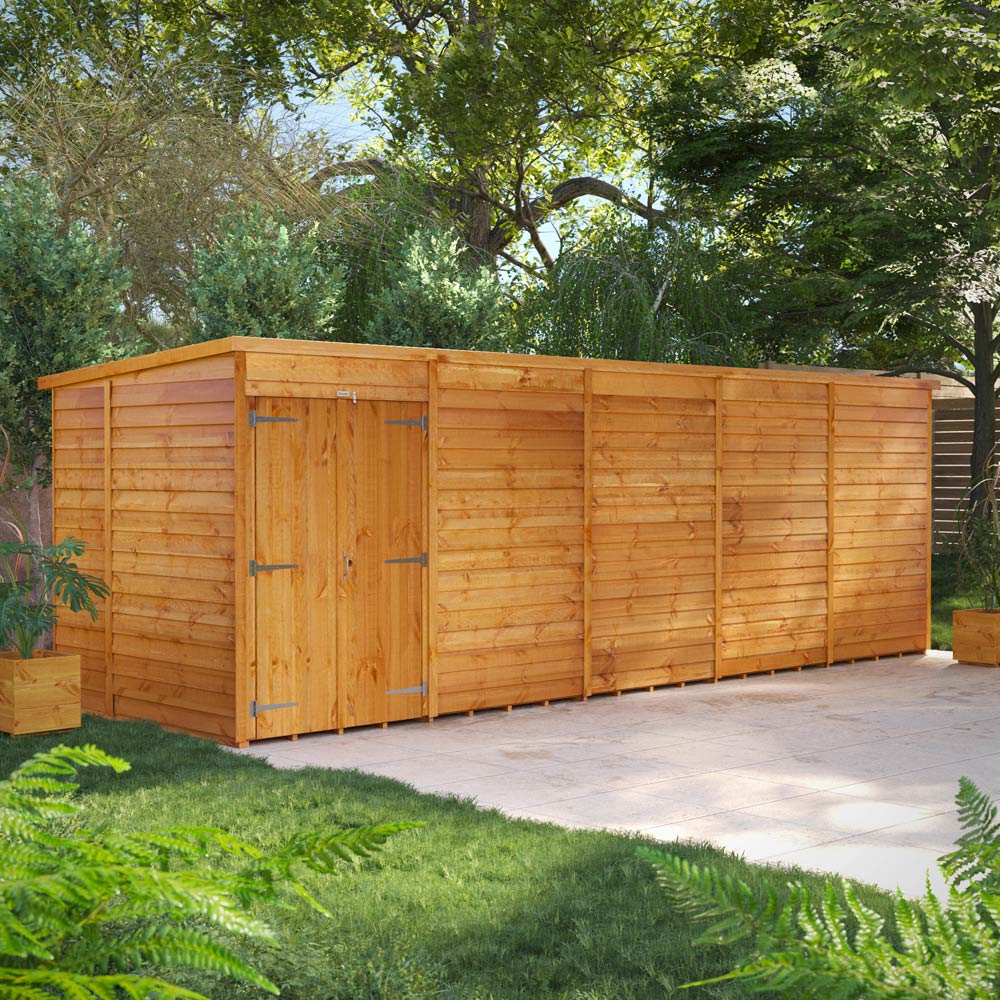 Power 20 x 6ft Overlap Pent Double Door Garden Shed Image 2