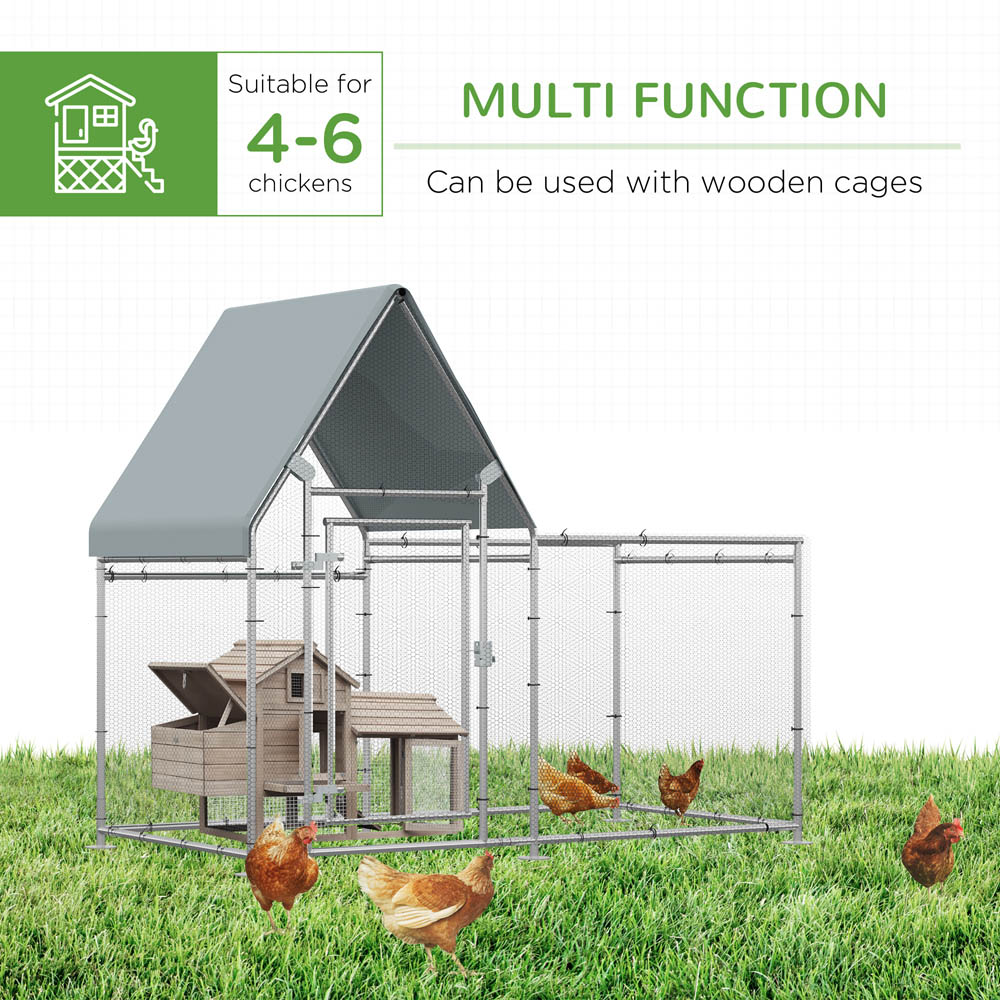 PawHut Walk In Chicken Run Large Outdoor Chicken Cage Coop w/ Cover 2 x 1 x 1.7m Image 4
