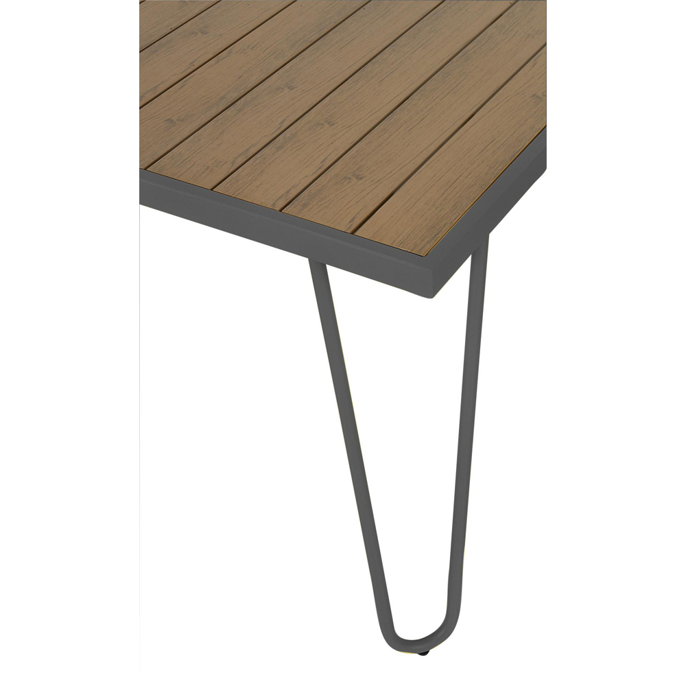 Paulette Grey Metal Frame Resin Wood Top Dining Table and Bench Set Image 5