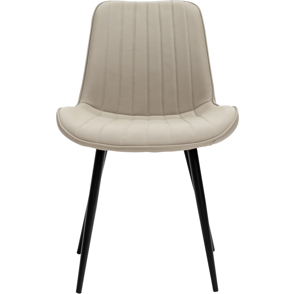 WF Richmond Stone PU Faux Leather Dining Chairs with Black Legs Set of 2 Image 4