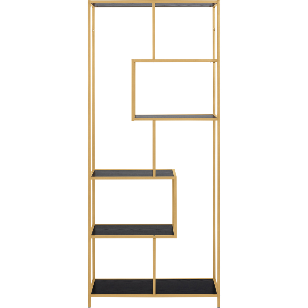 Florence Seaford 5 Shelf Black and Gold Metal Bookcase Image 3