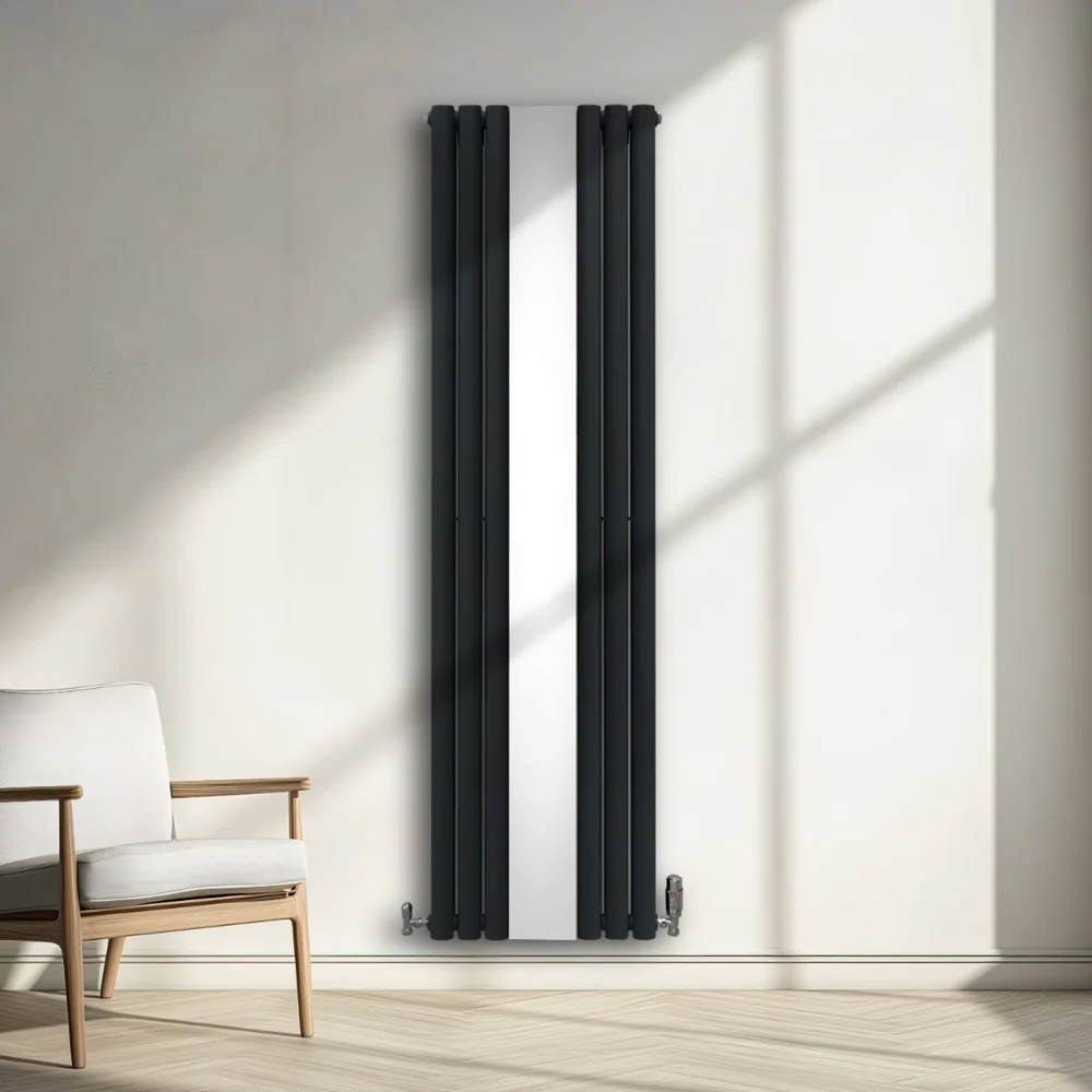Monster Shop 5009 BTU Anthracite Grey Oval Mirror Radiator and Valves 1800 x 500mm Image 2