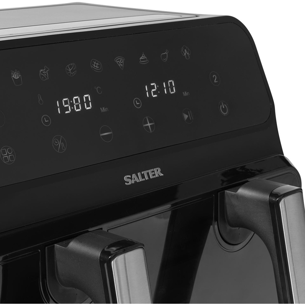 Salter Black 8L Dual Air Fryer with Compartment Divider Image 3