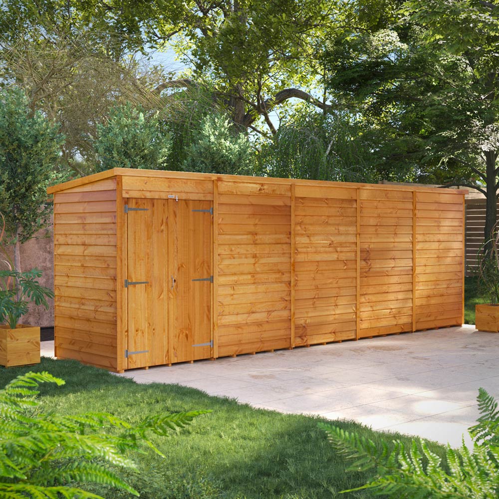 Power 20 x 4ft Double Door Overlap Pent Garden Shed Image 2