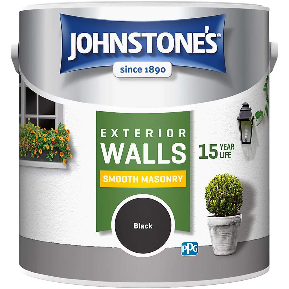 Johnstone's Smooth Masonry Black Paint 2.5L Image 2