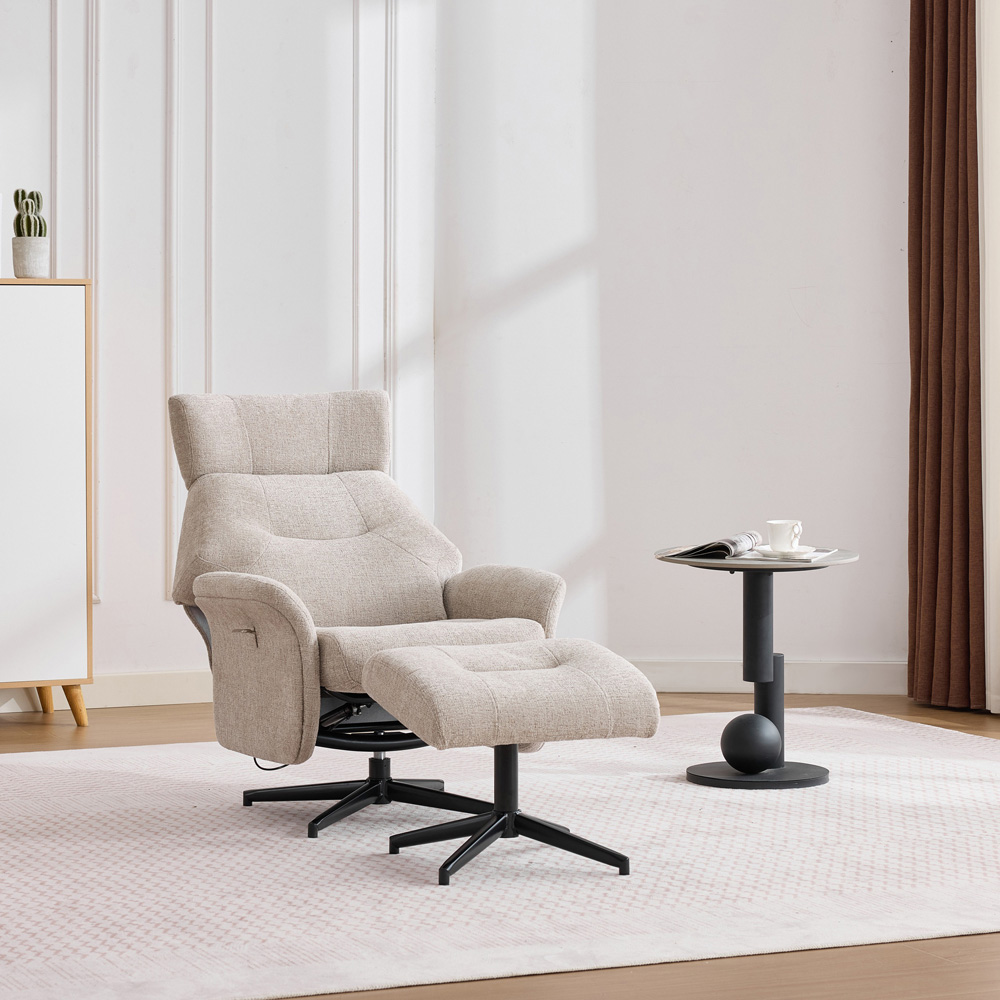 Queensbridge Oatmeal Swivel Chair and Footstool Image 4