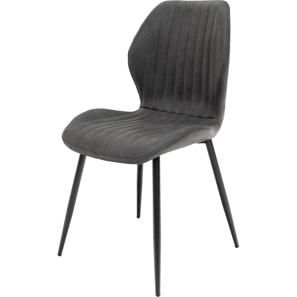 WF Sheldon Charcoal PU Faux Leather Dining Chairs with Black Legs Set of 2 Image 2