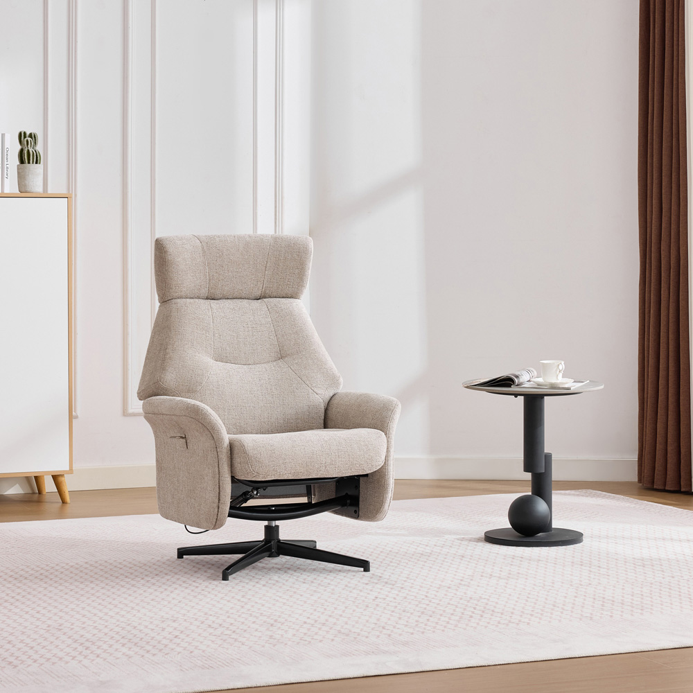 Queensbridge Oatmeal Swivel Chair and Footstool Image 3