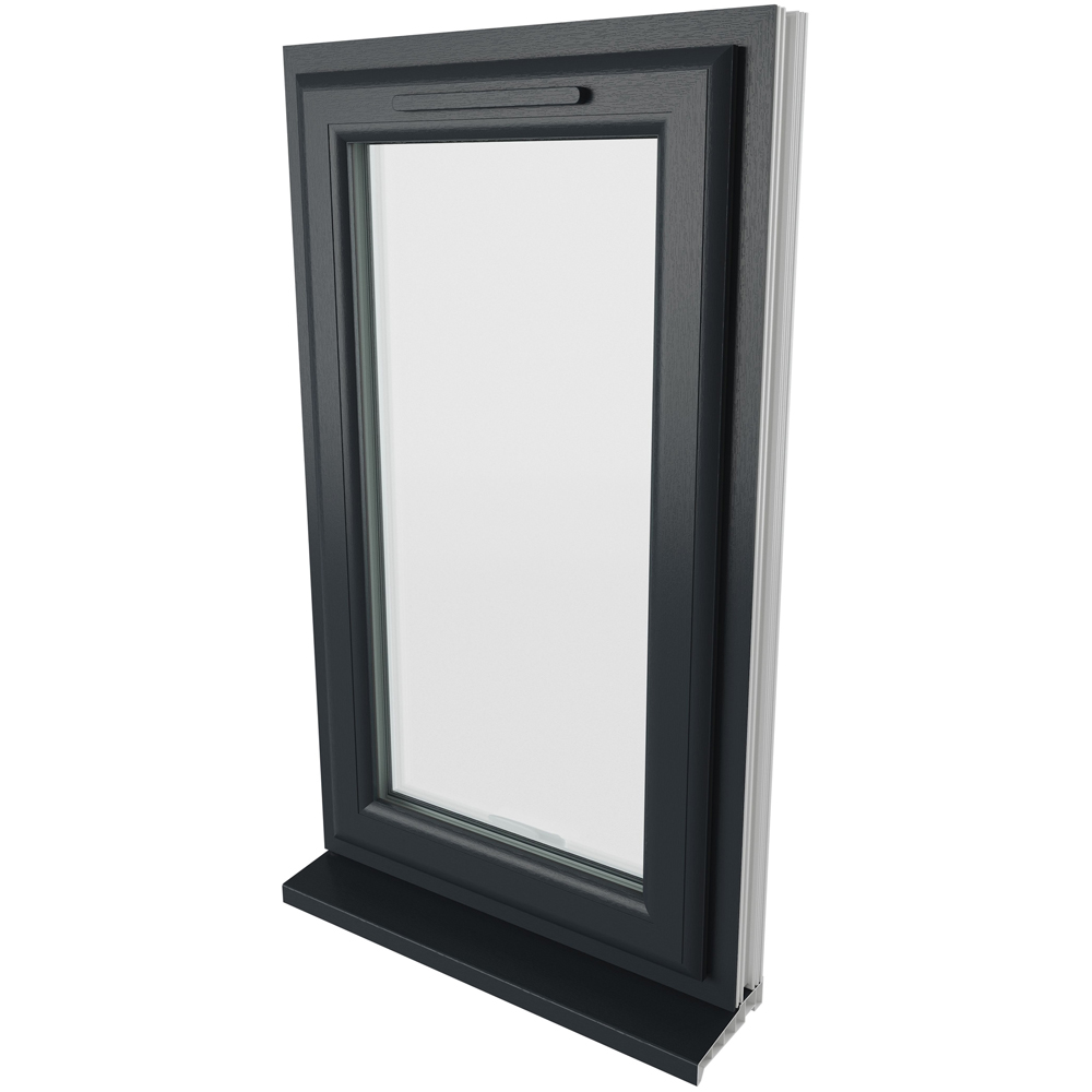 Crystal Top Hung Opener Grey and White Clear Glass uPVC Triple Glazed Window 1040 x 610mm Image 9