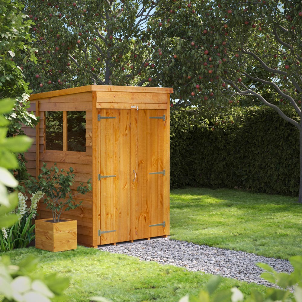 Power 4 x 6ft Overlap Pent Double Door Shed Image 2