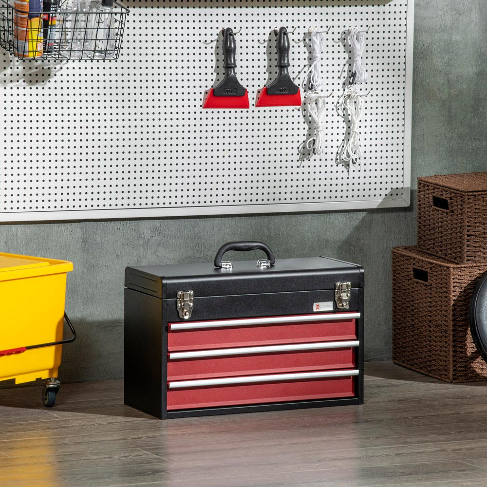 DURHAND 3 Drawer Black Tool Chest Image 4