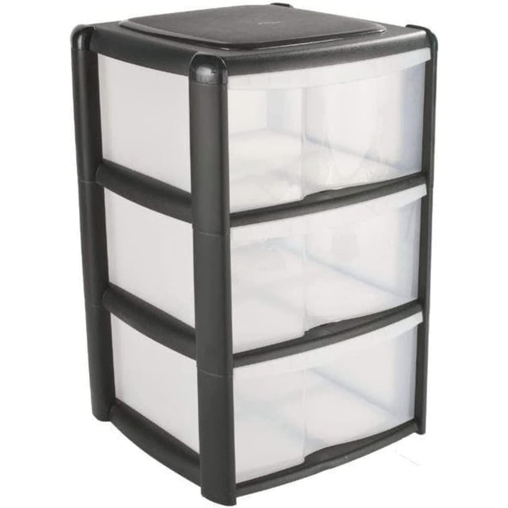 3 Drawer Black Tower Storage Unit Image 1