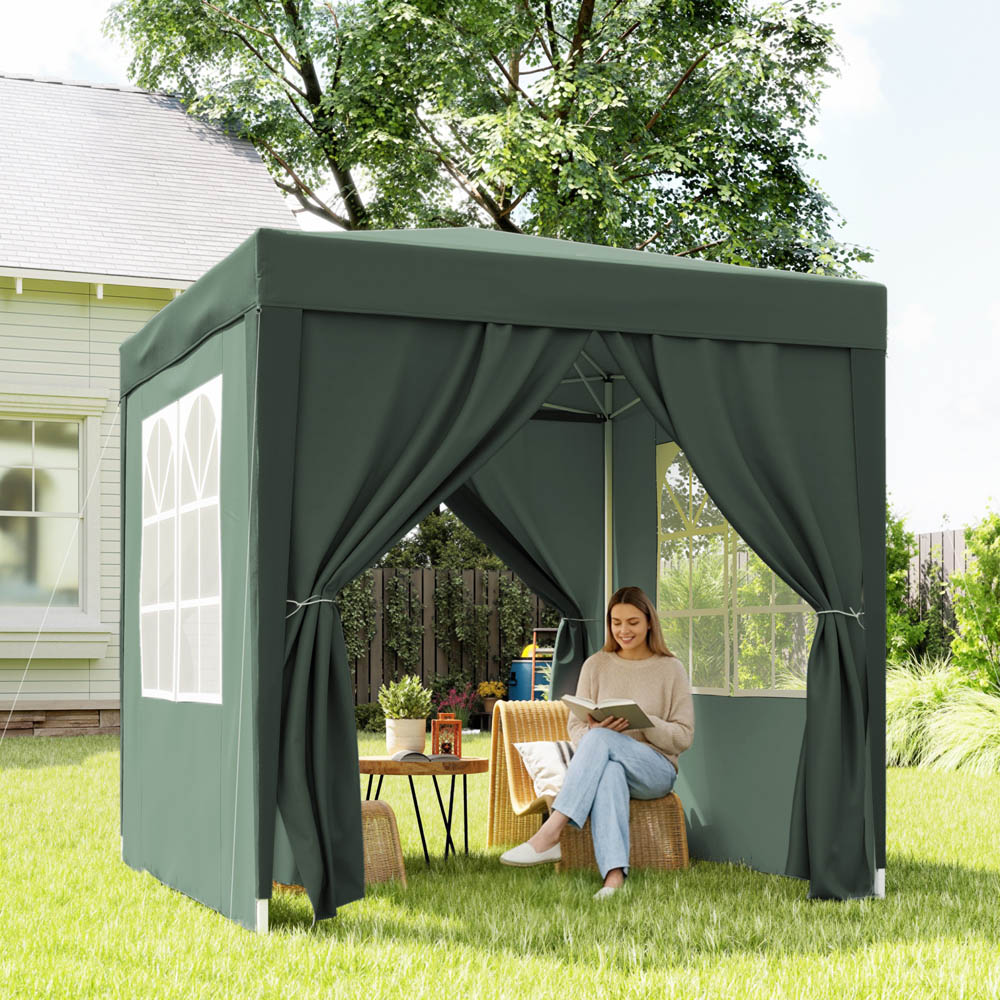 Outsunny 2x2m Pop Up Gazebo Canopy Marquee w/ Carry Bag, Green Image 8