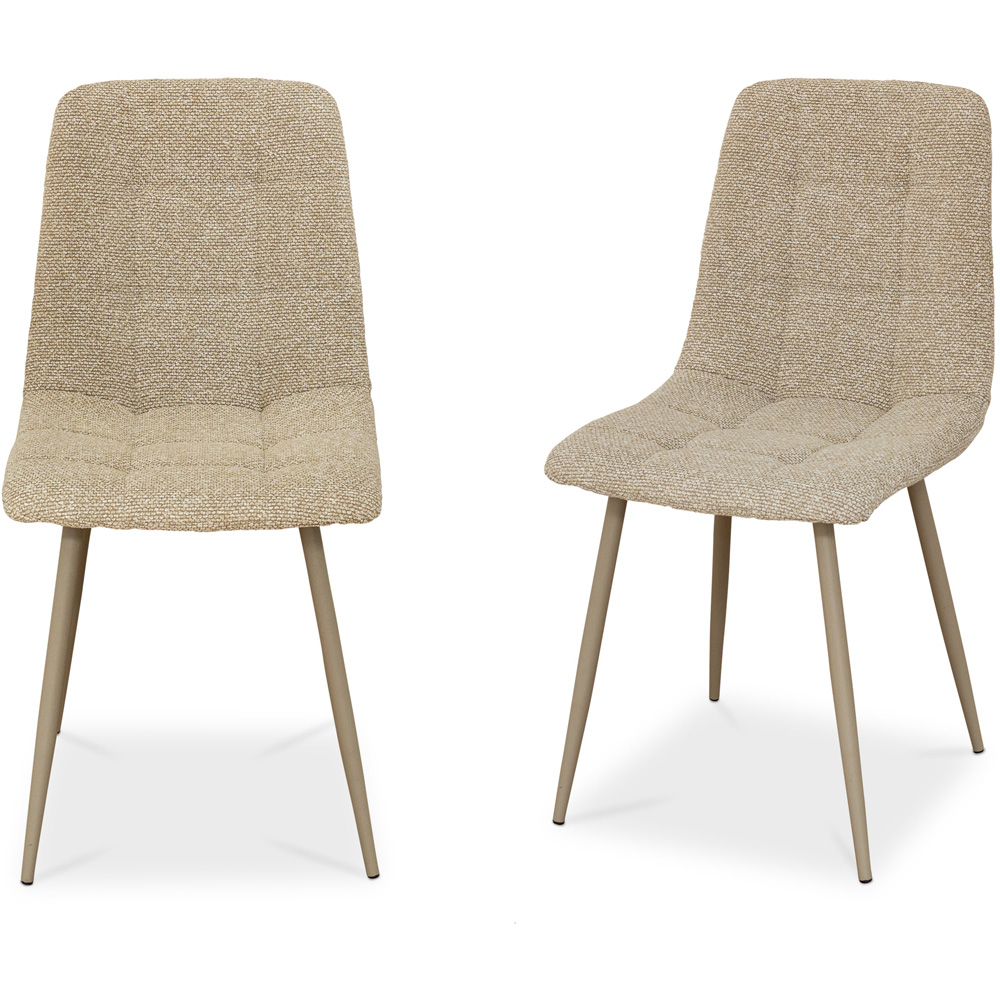 WF Modena Mocha Mix Fabric Quilted Dining Chairs with Taupe Legs Set of 2 Image 3