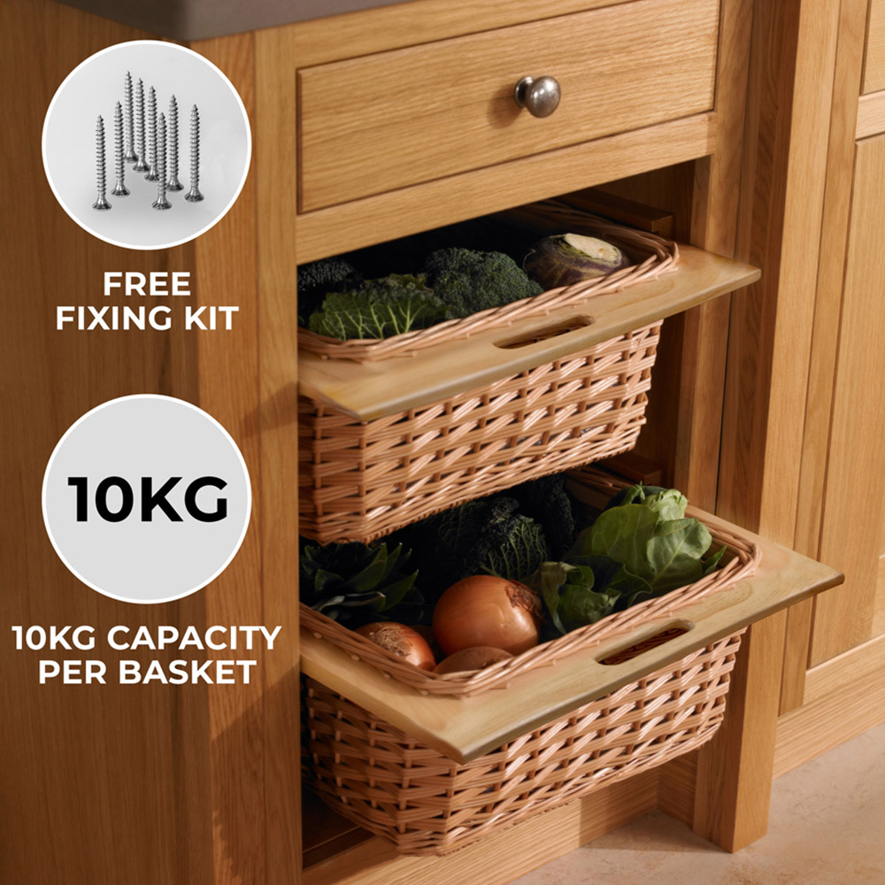 Kukoo Brown Beech and Rattan Wicker Kitchen Basket 3 Pack Image 4