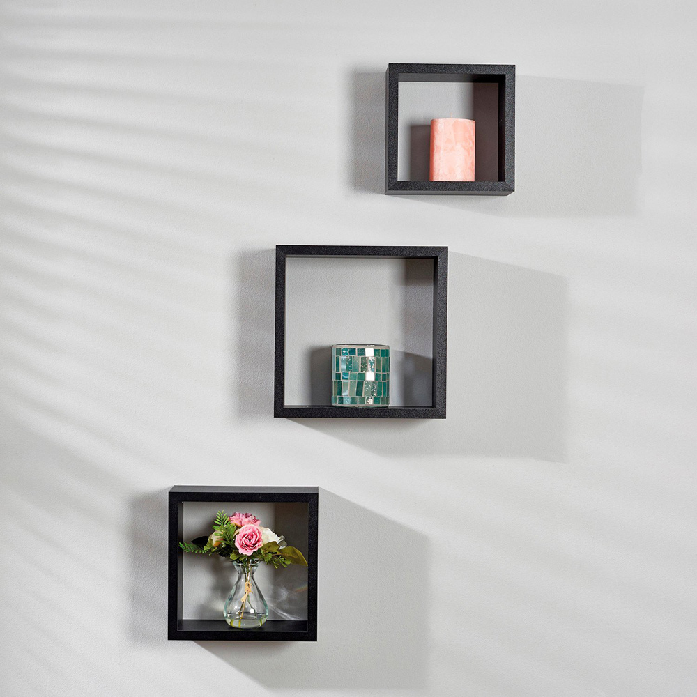 Black Wall Mounted Cubes 3 Pack Image 2