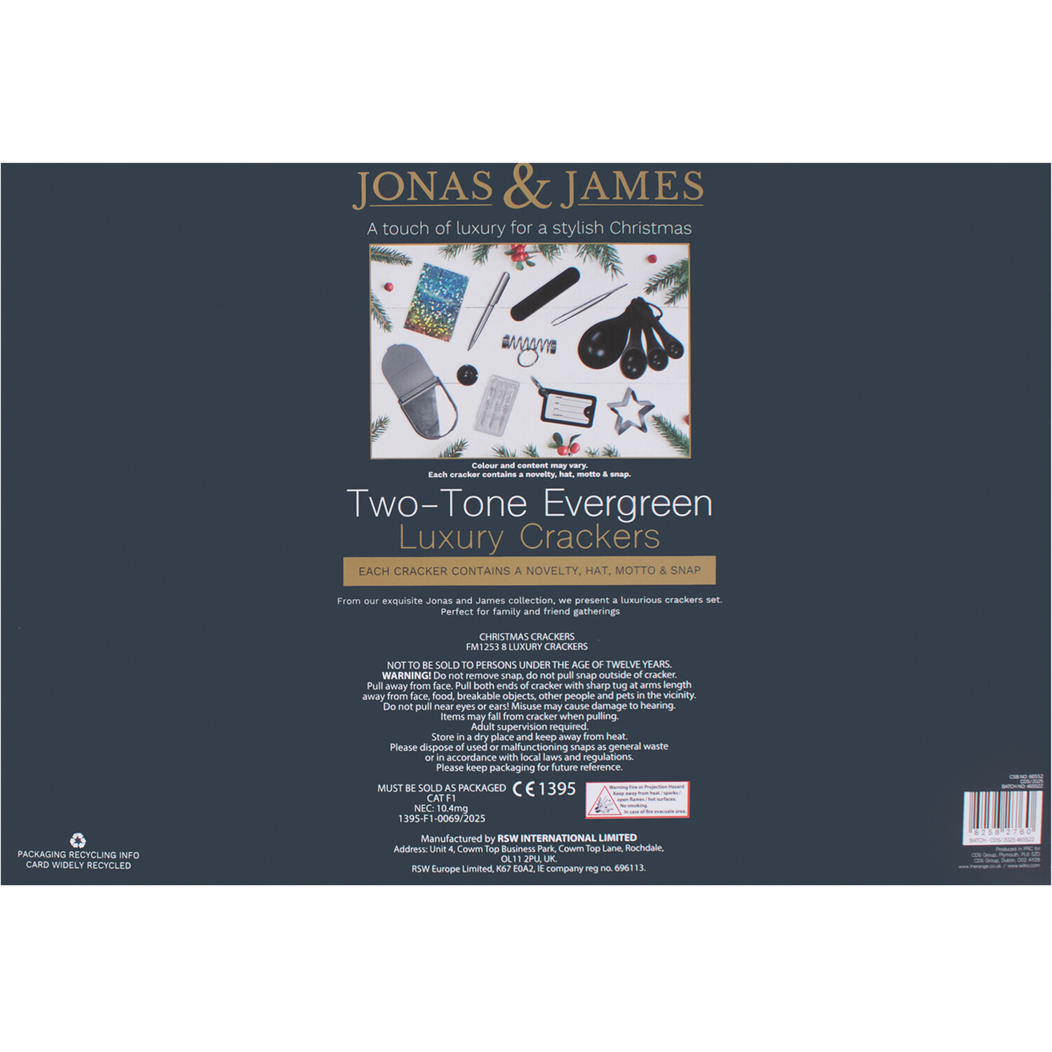 Pack of 8 Two Tone Evergreen Deluxe Crackers Green Image 2