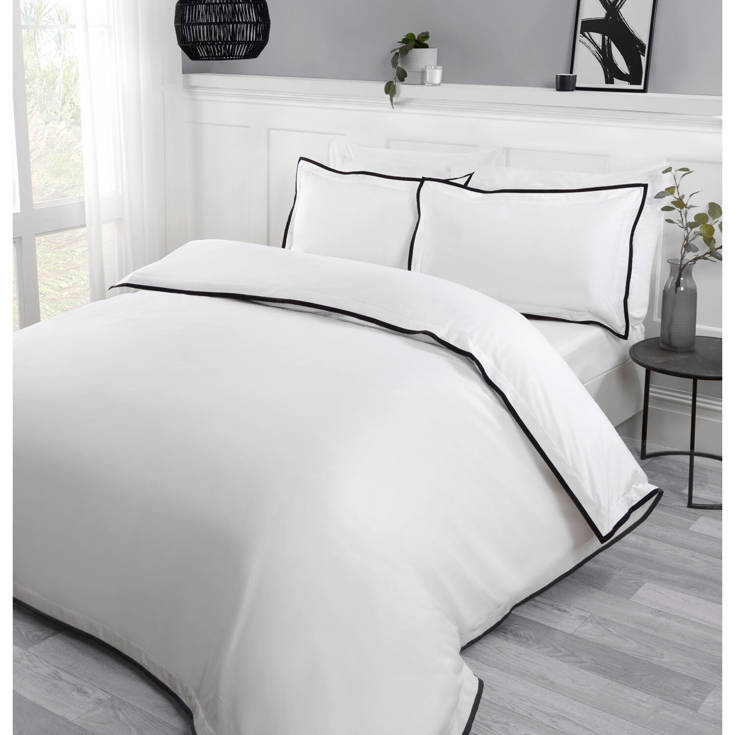 Divante Alston King Size White Oxford Trim Duvet Cover Image 2