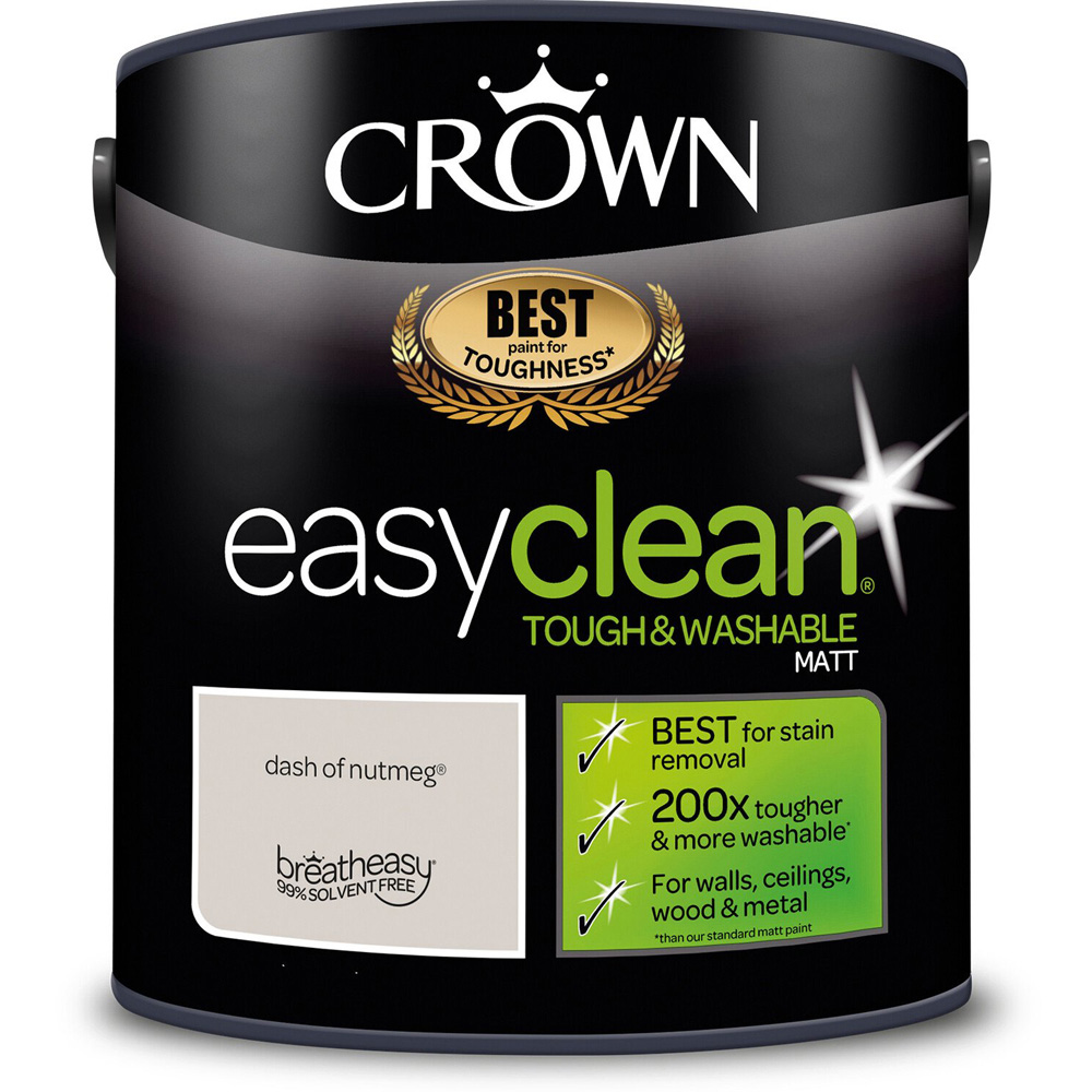 Crown Easyclean Dash of Nutmeg Matt Emulsion Multisurface Paint 2.5L Image 2