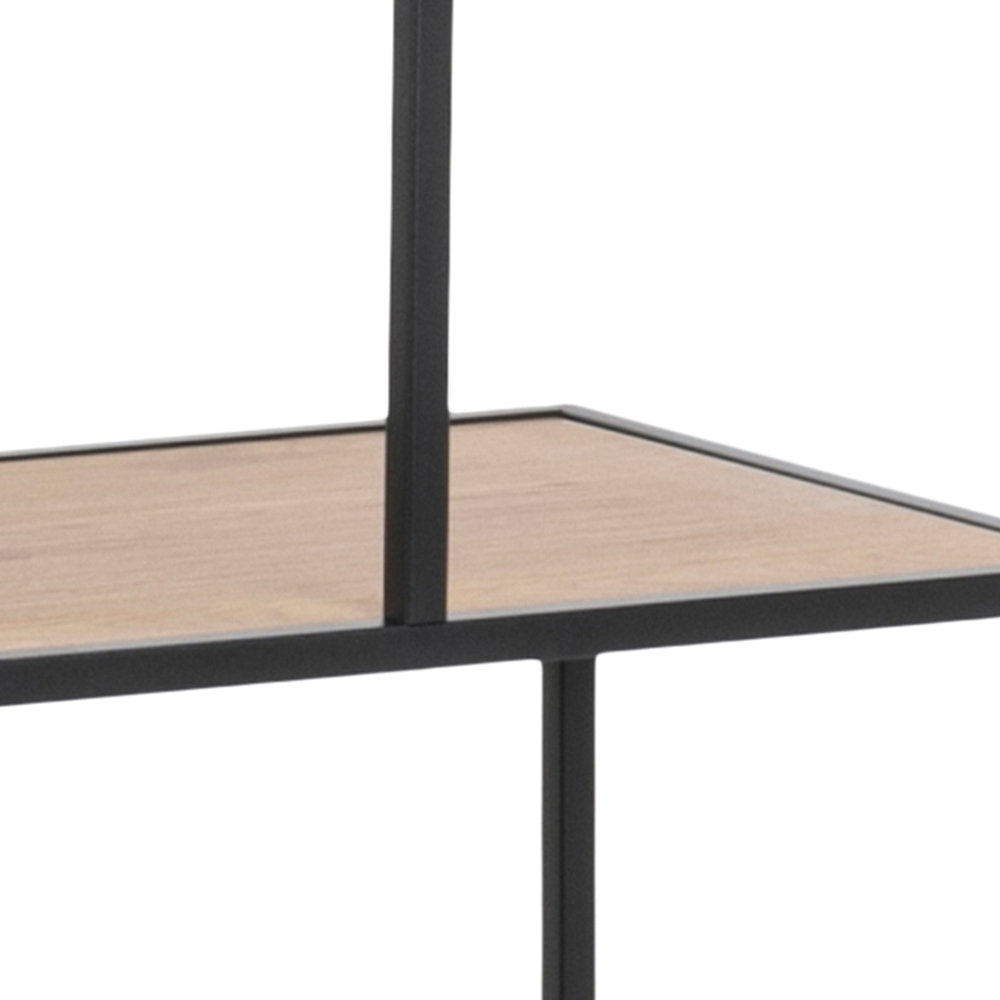 Furniture To Go Seaford Oak and Black 5 Shelf Metal Large Asymmetrical Bookcase Image 7