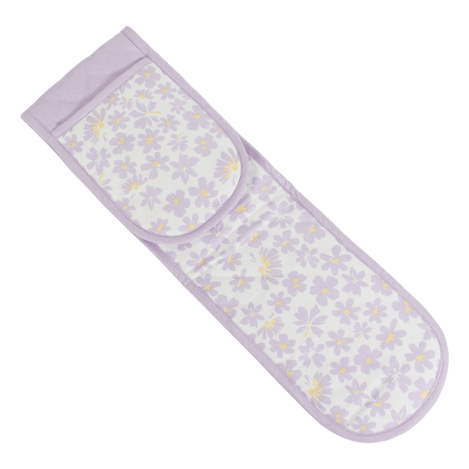 Lilac Daisy Double Oven Glove - White and Lilac Image 2